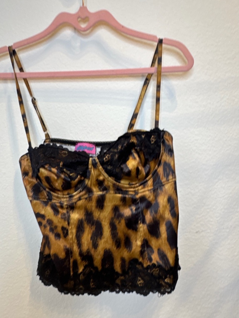 Edikted Leopard Satin Lace Bustier - Black & Gold - Picture 6 of 16